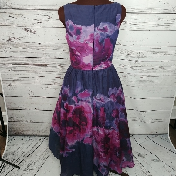 Neiman Marcus Lela Rose Purple Watercolor Dress - Picture 7 of 10